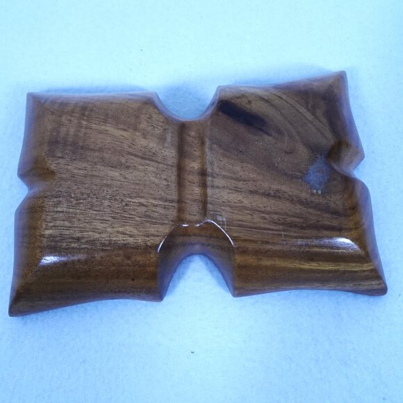 Vintage Wood Bowl Capiz Shell Lined Divided with Handle Butterfly Shape Trinket - Picture 6 of 8